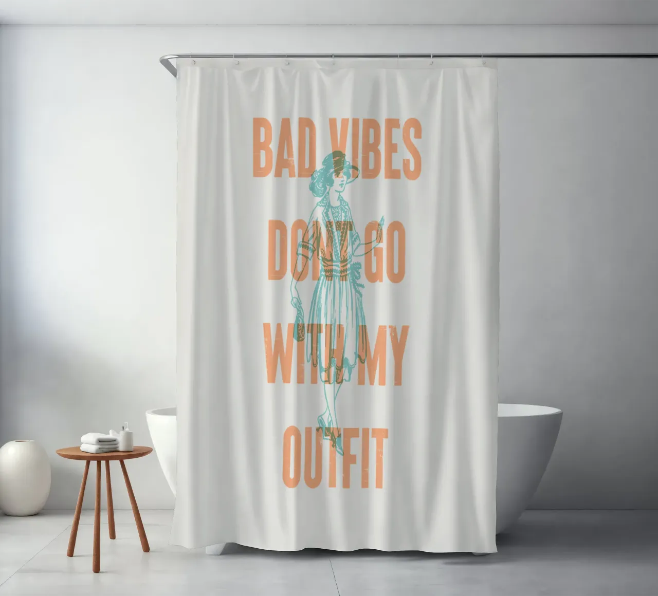 Le cattive vibrazioni non si abbinano al mio abbigliamento tenda da doccia da Vintagrafica