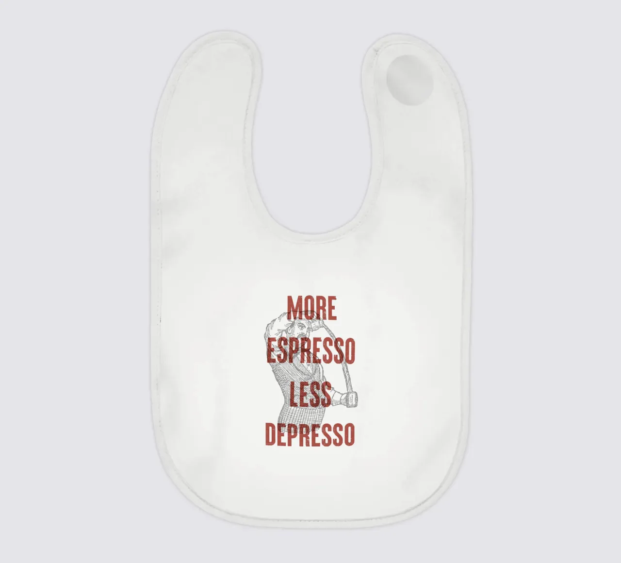More Espresso Less Depresso bavaglino da Vintagrafica