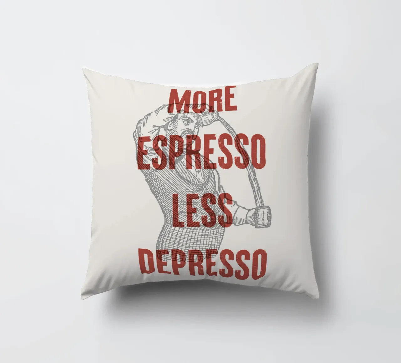 More Espresso Less Depresso cuscino da Vintagrafica