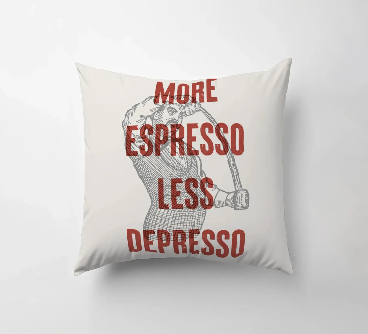 More Espresso Less Depresso cuscino da Vintagrafica