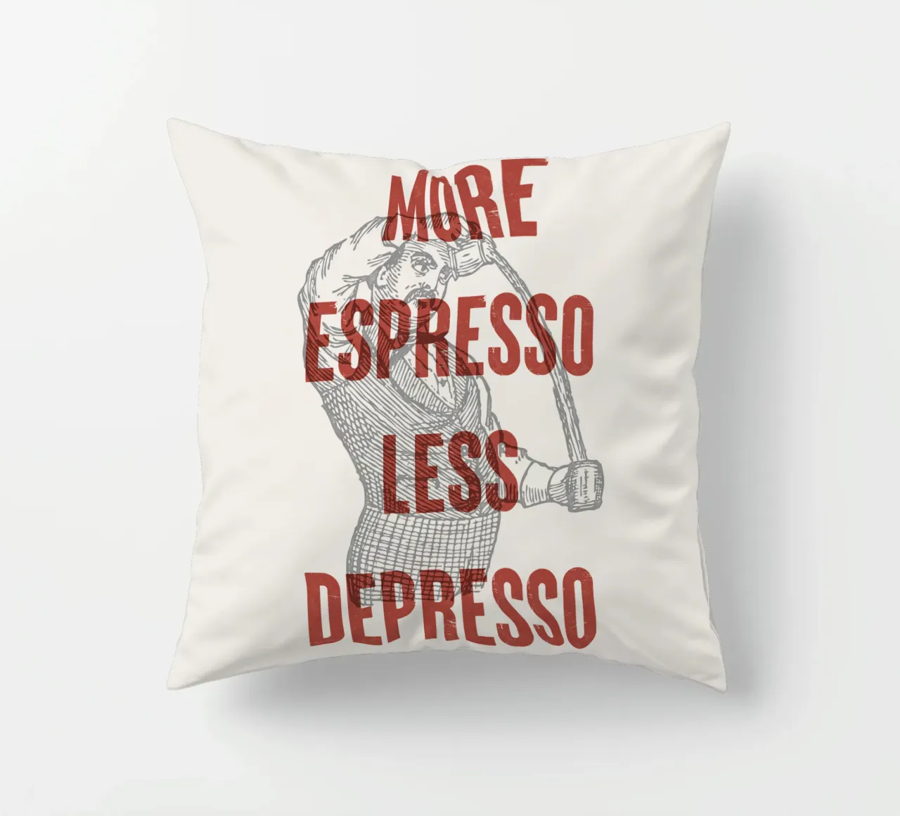 More Espresso Less Depresso cuscino da Vintagrafica