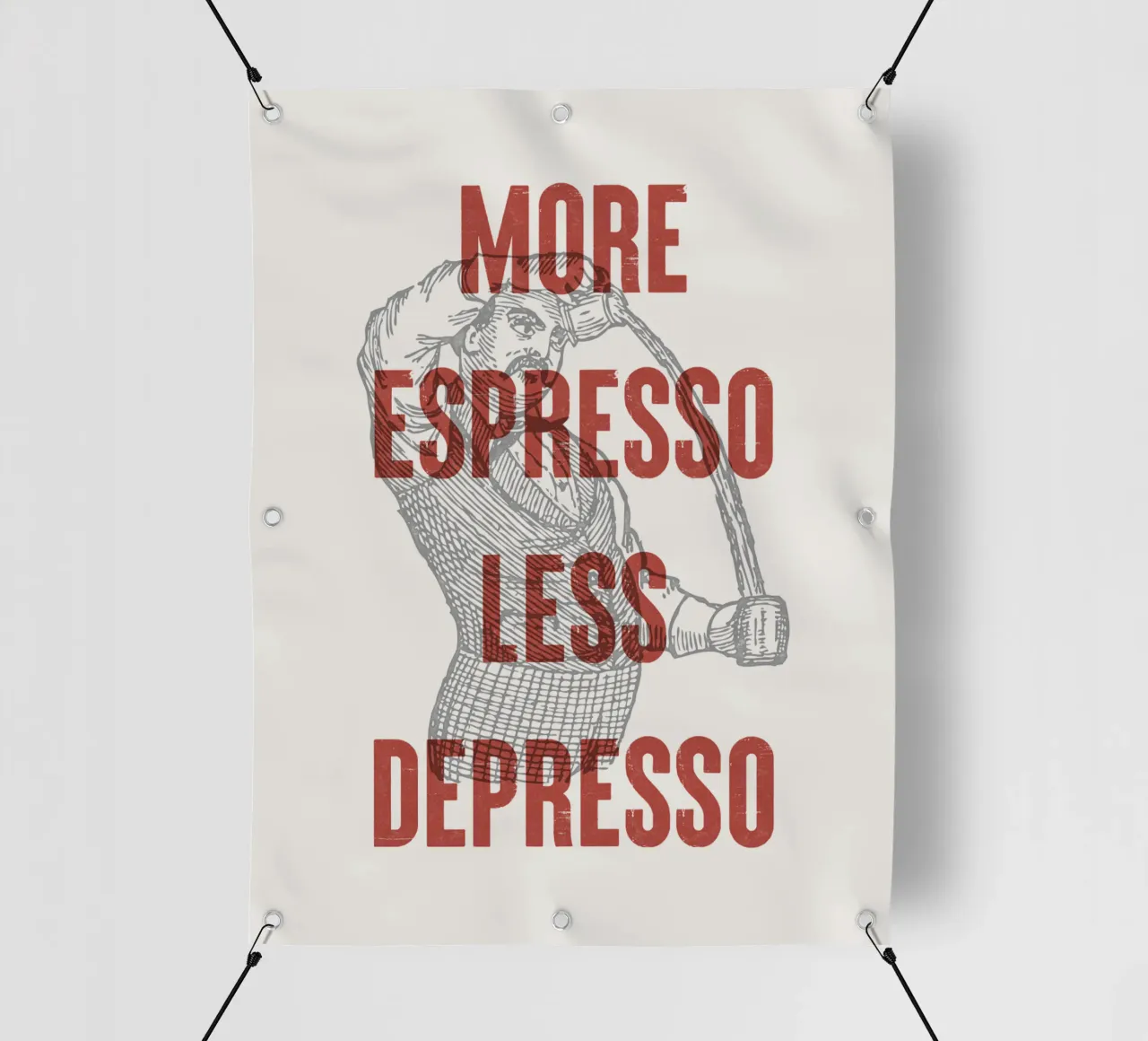 More Espresso Less Depresso telo in pvc da Vintagrafica