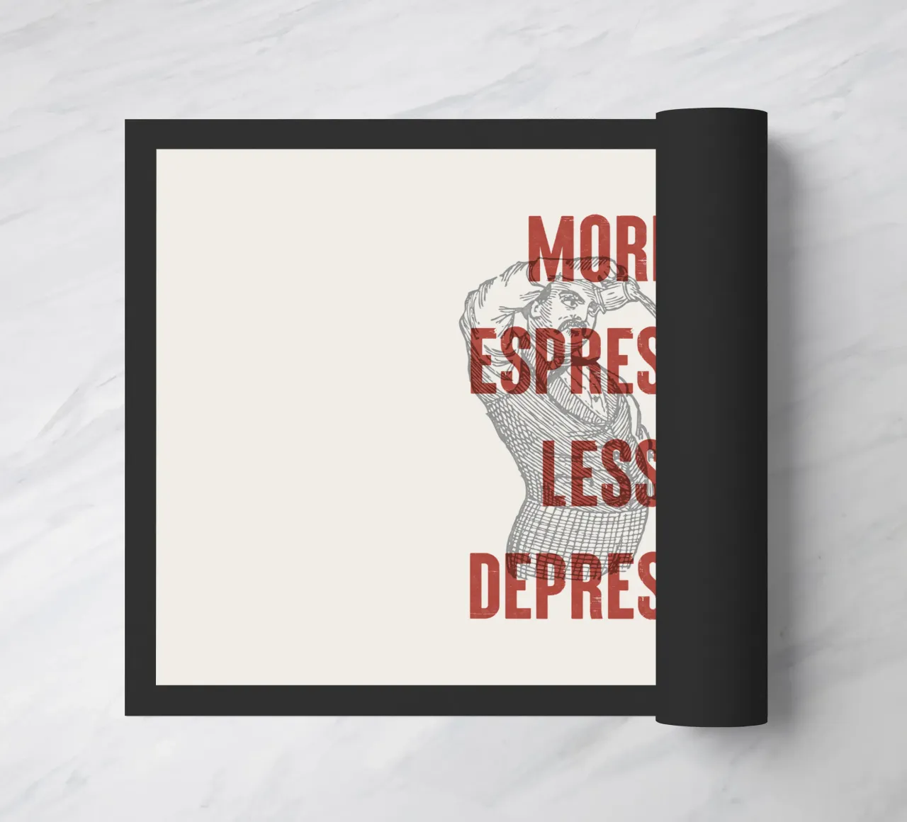 More Espresso Less Depresso zerbino da Vintagrafica