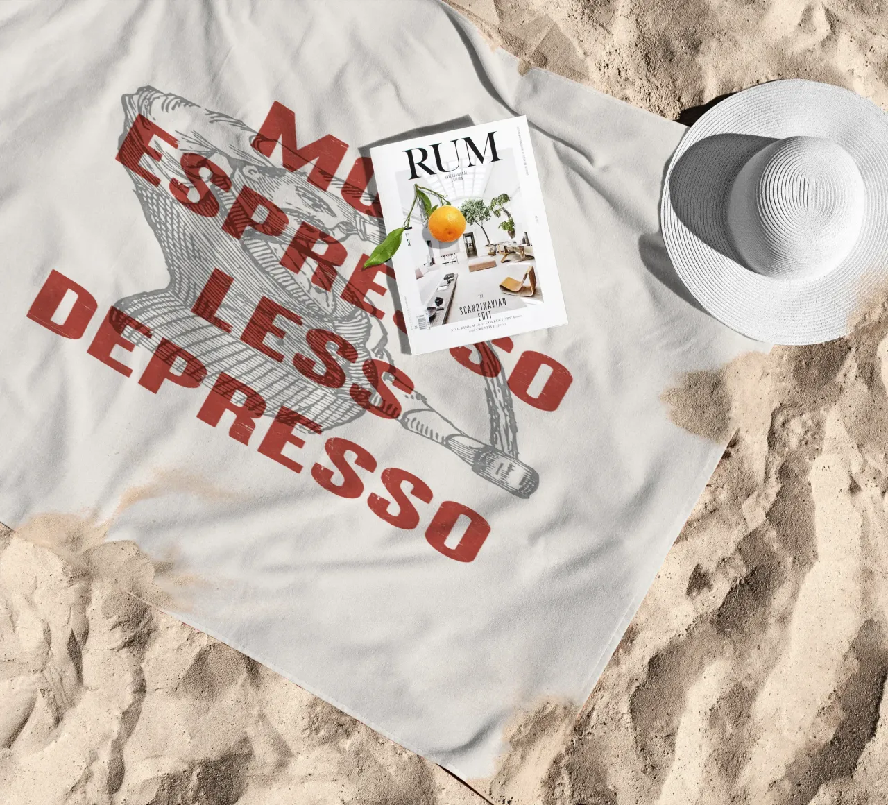 More Espresso Less Depresso telo mare da Vintagrafica