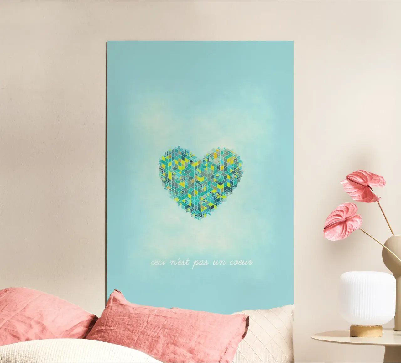 Ceci n'est pas un cœur poster con telaio in alluminio da Angelo Cerantola