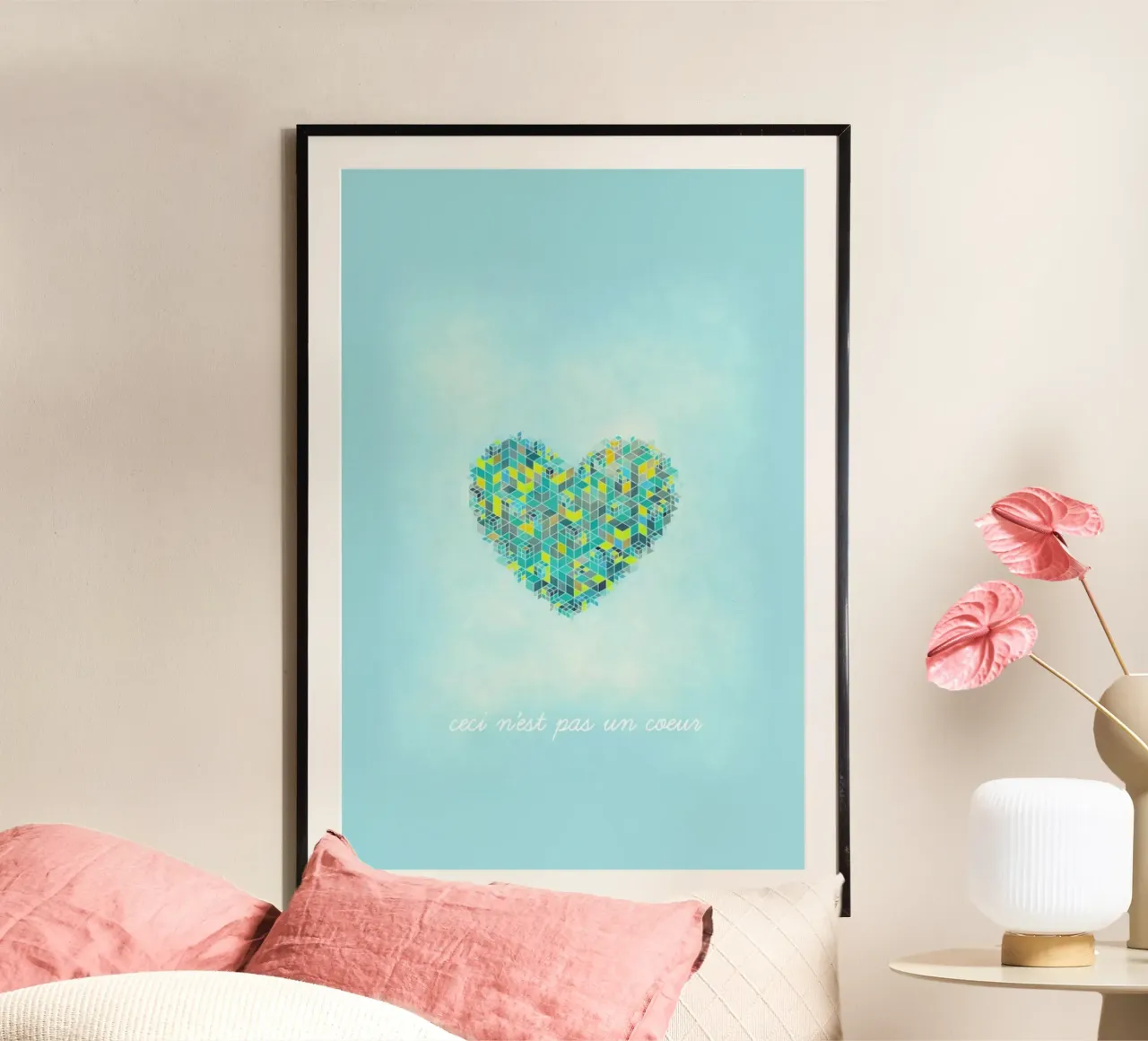 Ceci n'est pas un cœur poster con telaio in alluminio da Angelo Cerantola