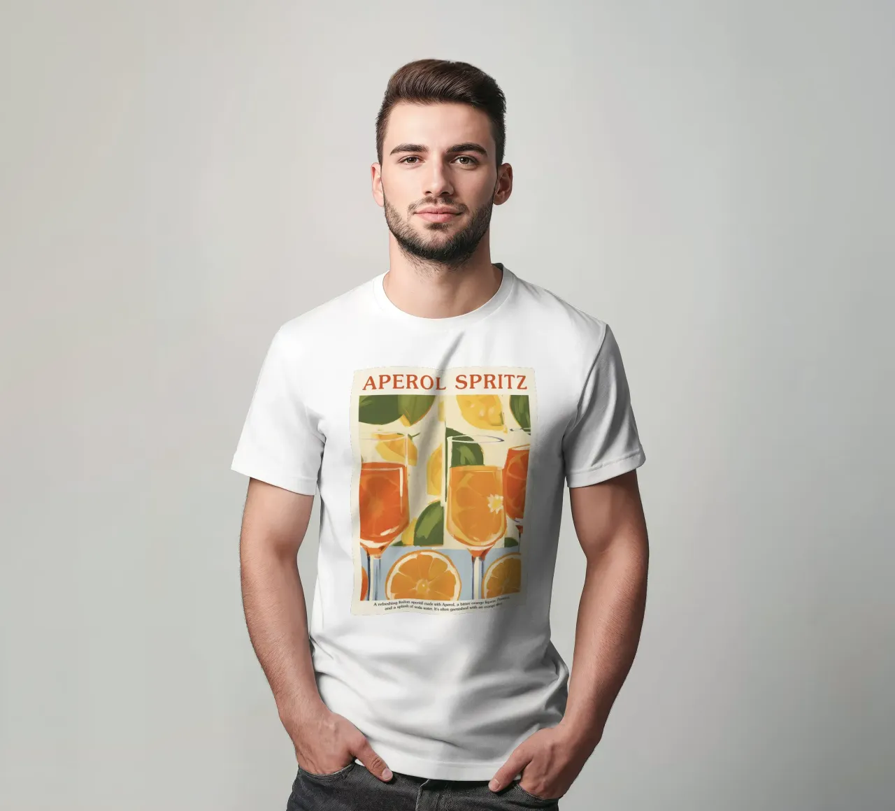 Aperol Spritz Aperitivo, Pattern Cocktail t-shirt da Peaches Art Prints