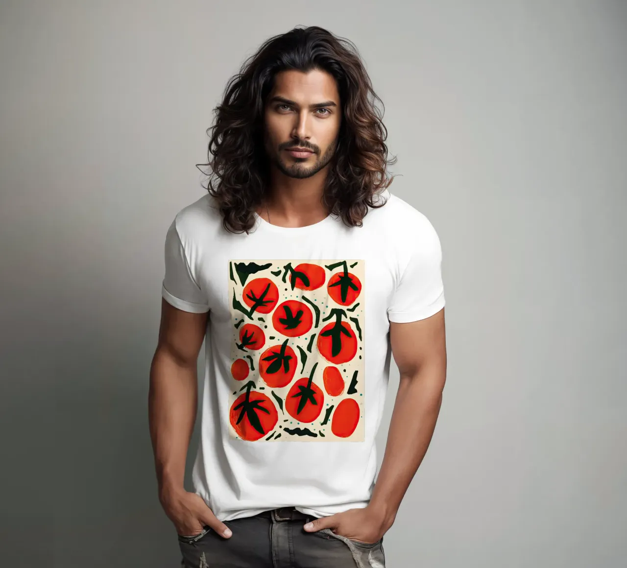 Big Tomato Pattern t-shirt da Peaches Art Prints