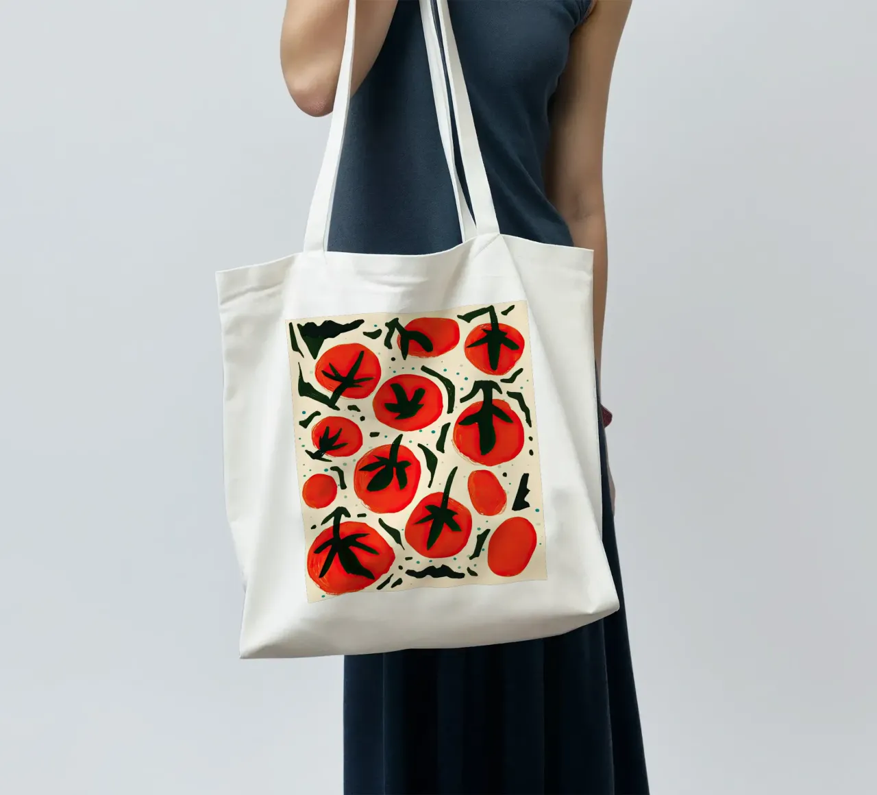 Big Tomato Pattern borsa in juta da Peaches Art Prints