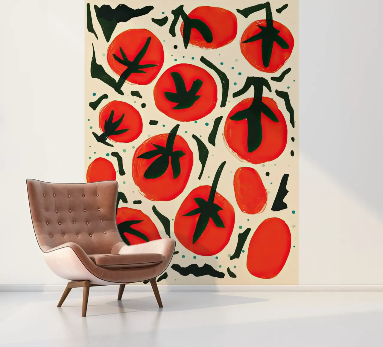 Patroon grote tomaat fotobehang van Peaches Art Prints