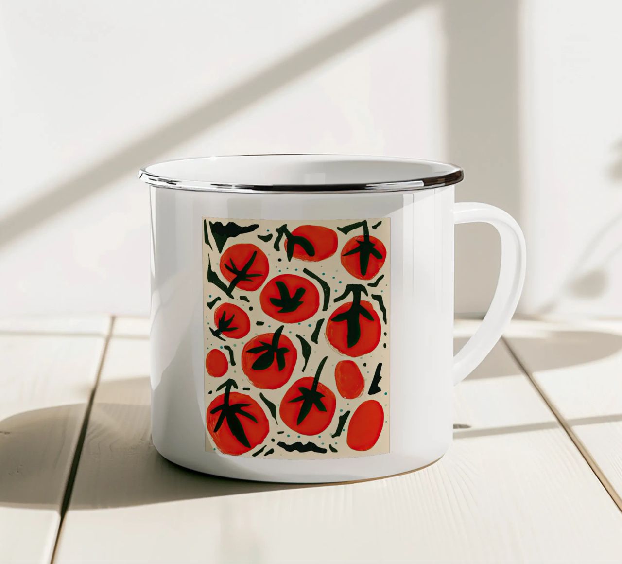 Big Tomato Pattern tazza in smalto da Peaches Art Prints