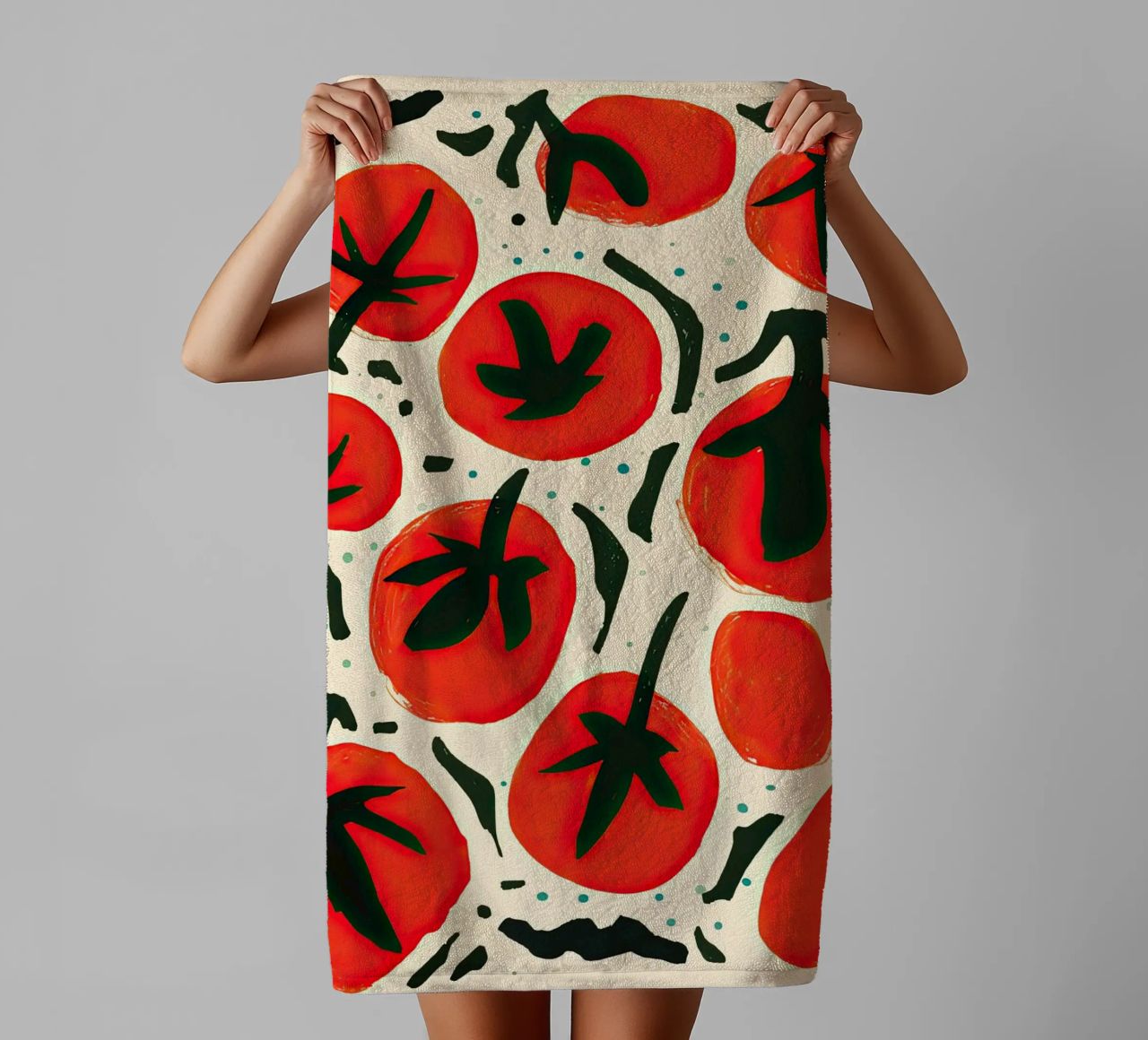 Big Tomato Pattern asciugamano da bagno da Peaches Art Prints