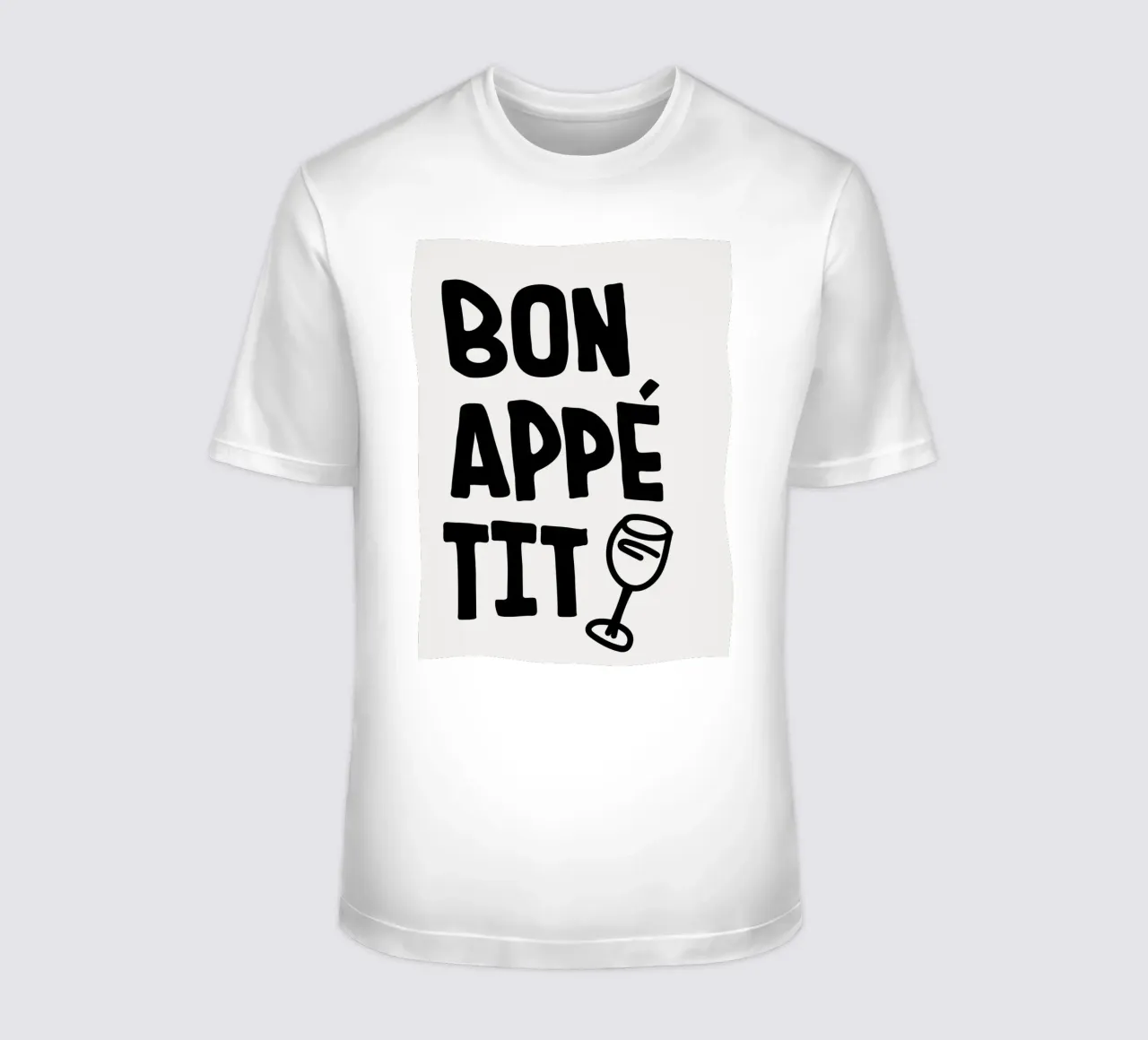 Bon Appetit, Quote Typography, Wine for Kitchen t-shirt by Peaches Art Prints