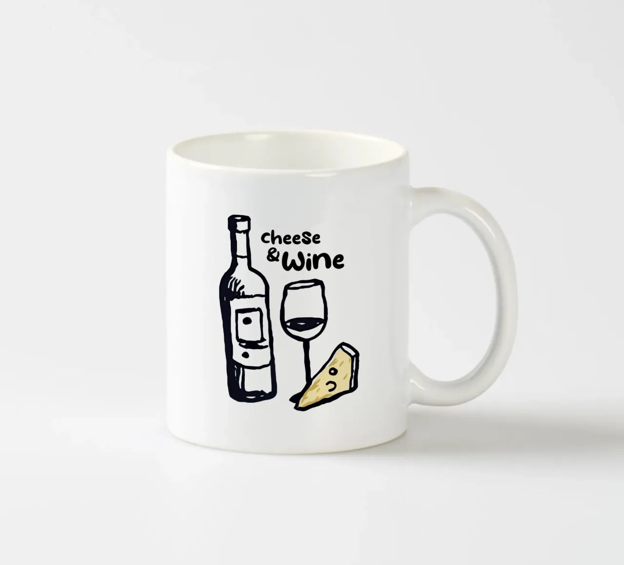 Disegno di formaggi e vini per la cucina tazza in ceramica da Peaches Art Prints