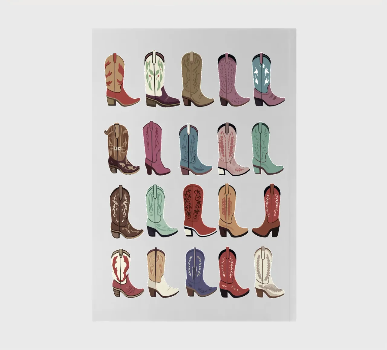 Cowboy Cowgirl Boots, Western Illustration notebook by Peaches Art Prints