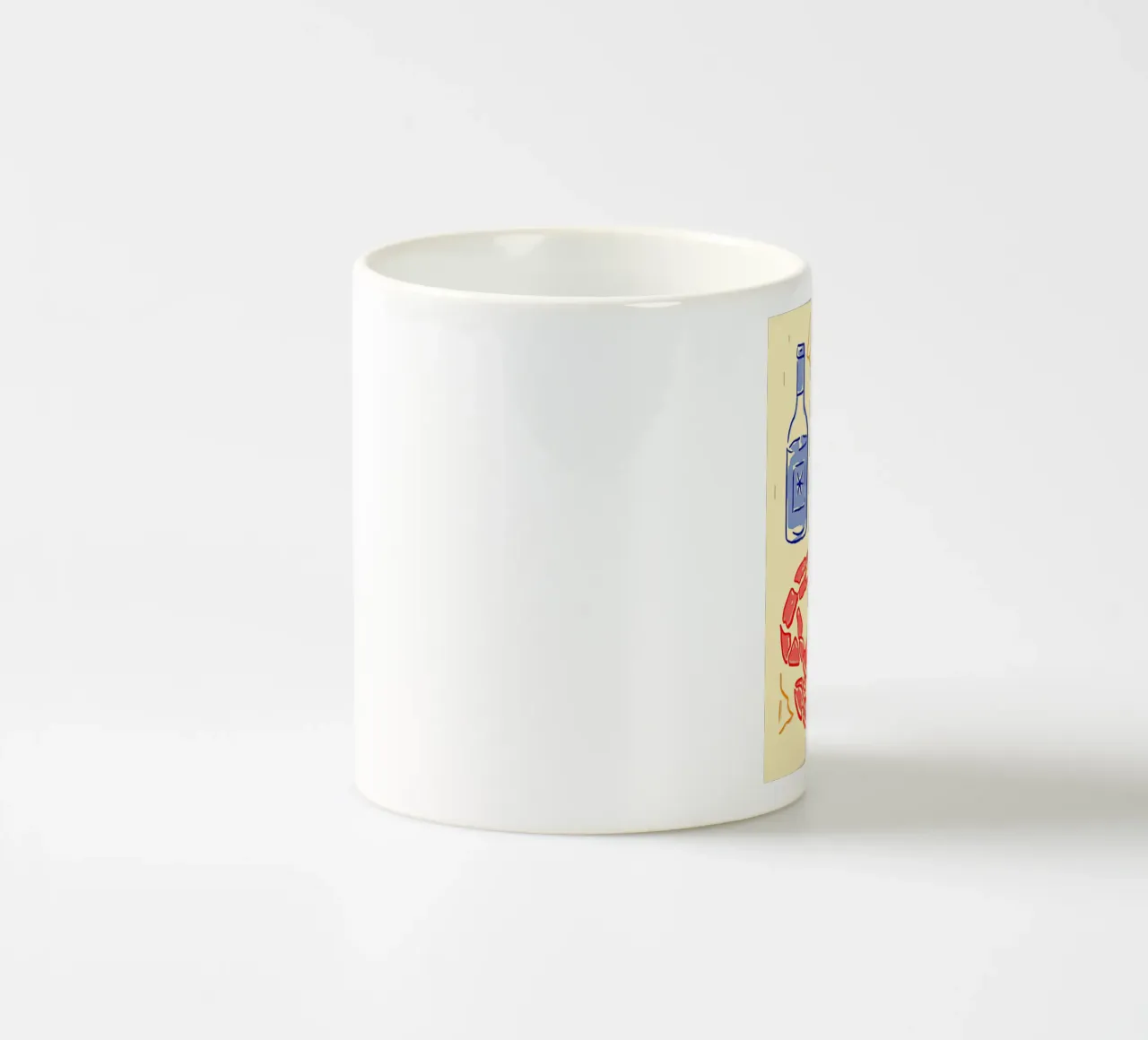 Granchio e vino, cibo per l'illustrazione della cucina tazza in ceramica da Peaches Art Prints