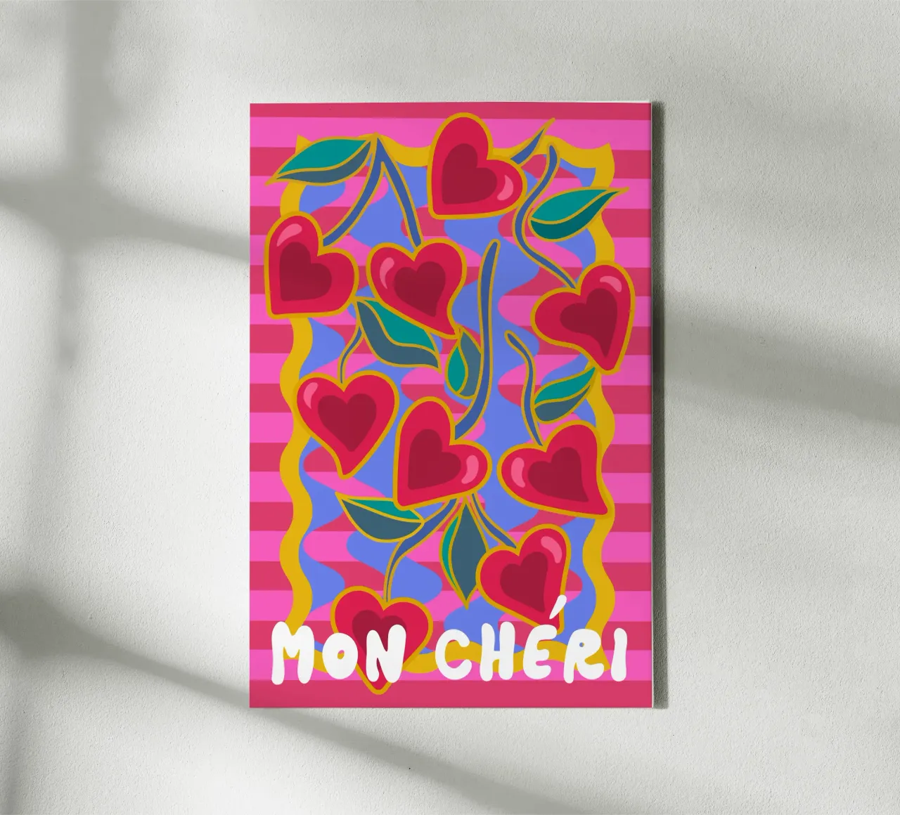 Liefde Valentijnsdag Mon Chéri canvas met Baklijst van Ana Paniagua Design