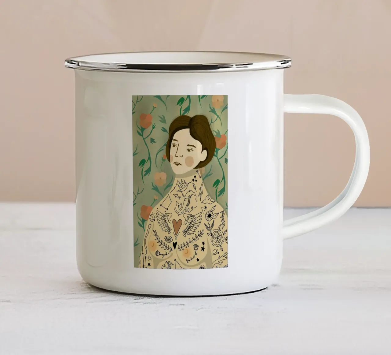 Lady tazza in smalto da Amalia Restrepo