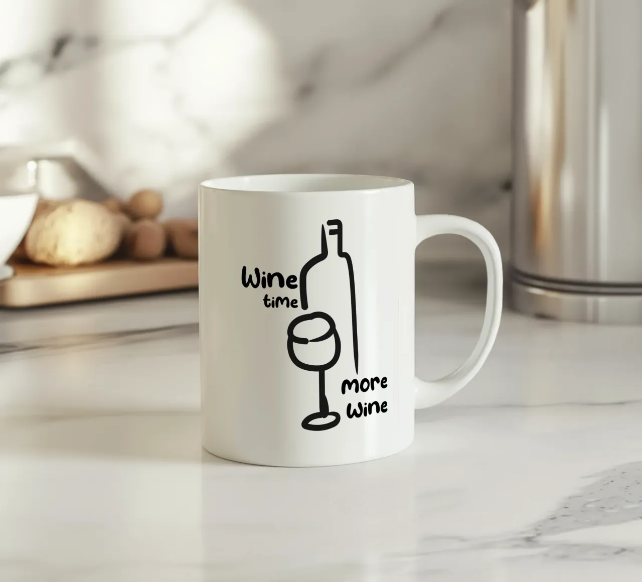 Wine Time, More Wine - Quote ceramic mug by Peaches Art Prints