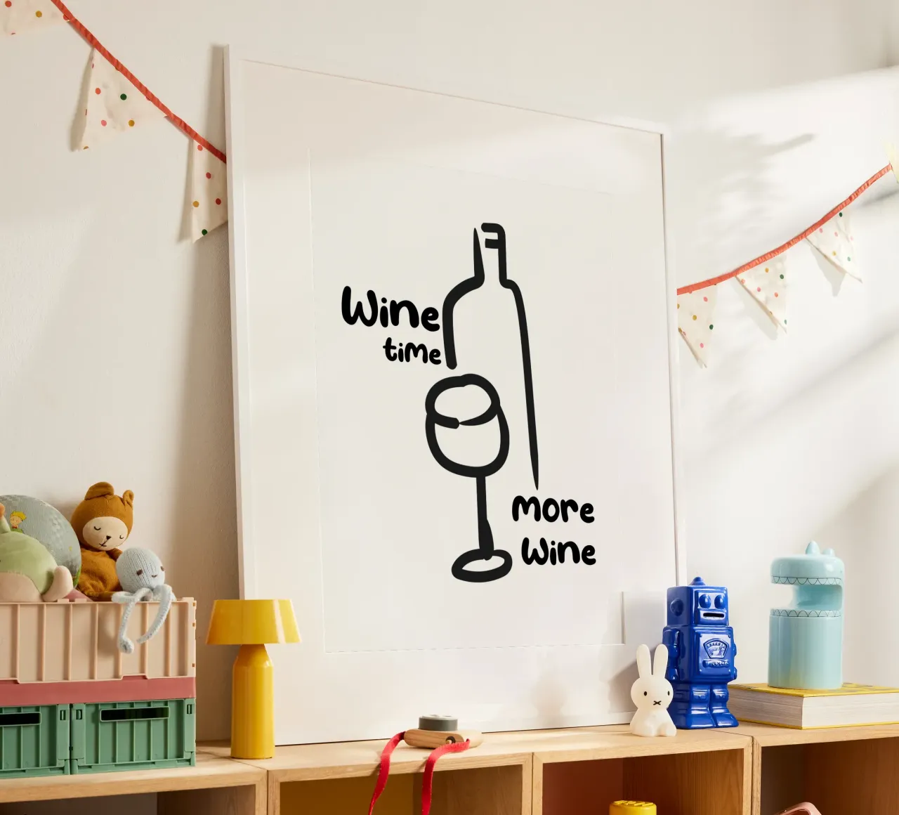 Wijntijd, meer wijn - Citaat poster van Peaches Art Prints