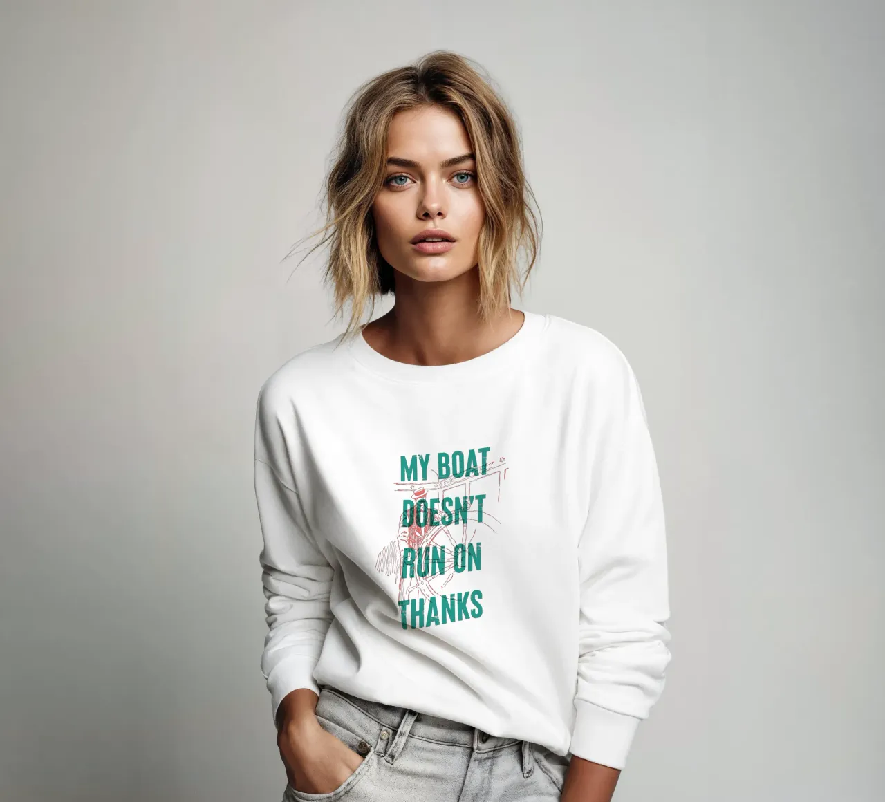 My boat doesn't run on thanks sweatshirt by Vintagrafica