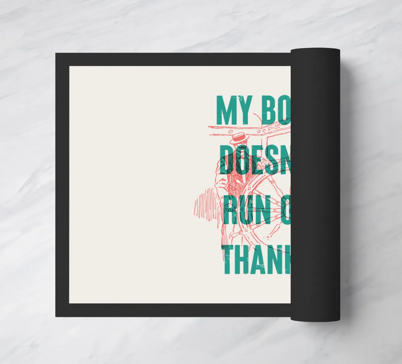 My boat doesn't run on thanks doormat by Vintagrafica