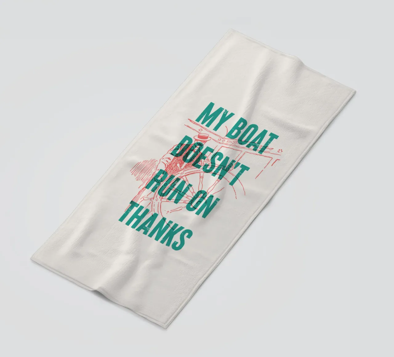 My boat doesn't run on thanks beach towel by Vintagrafica