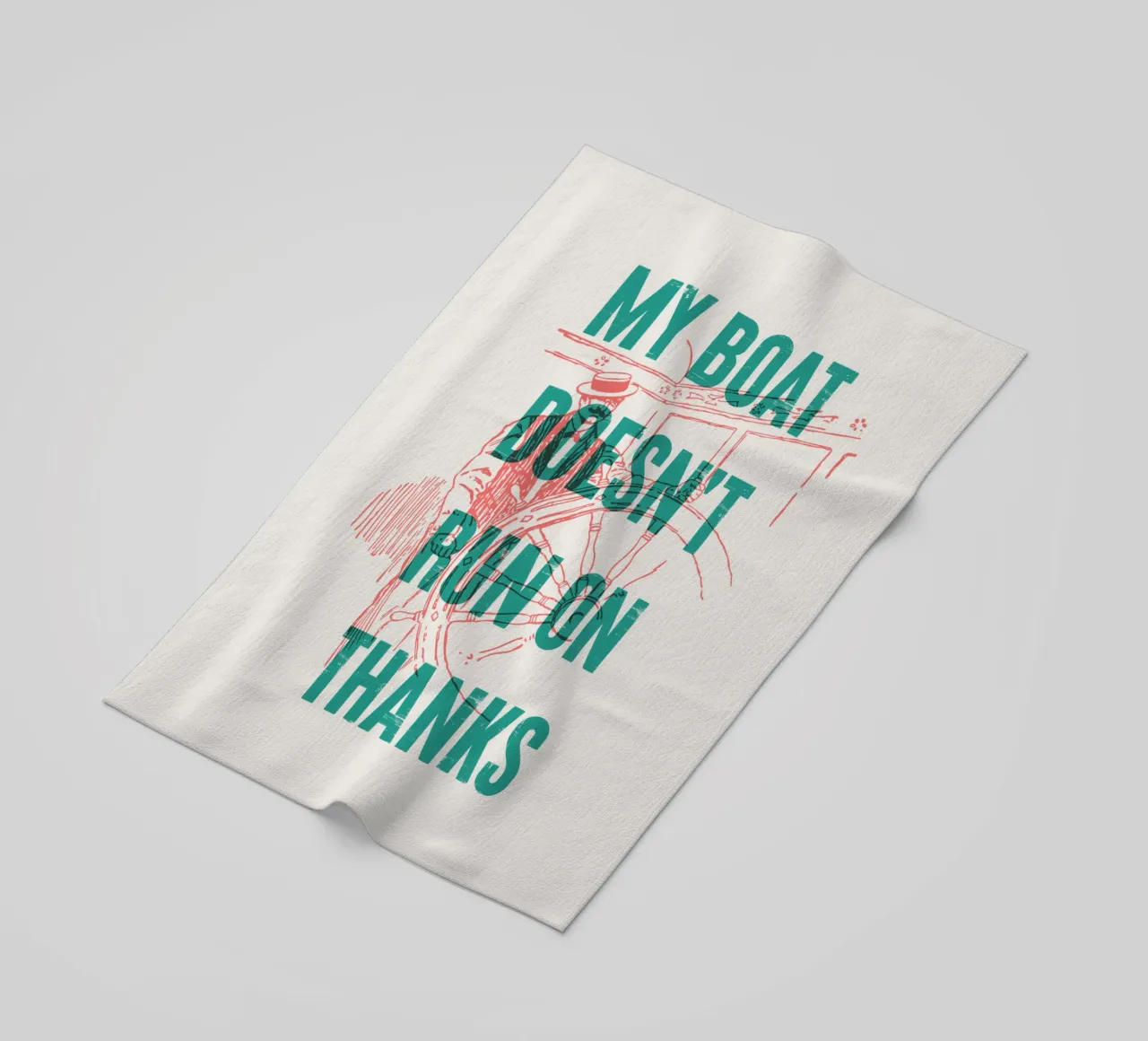 My boat doesn't run on thanks beach towel by Vintagrafica