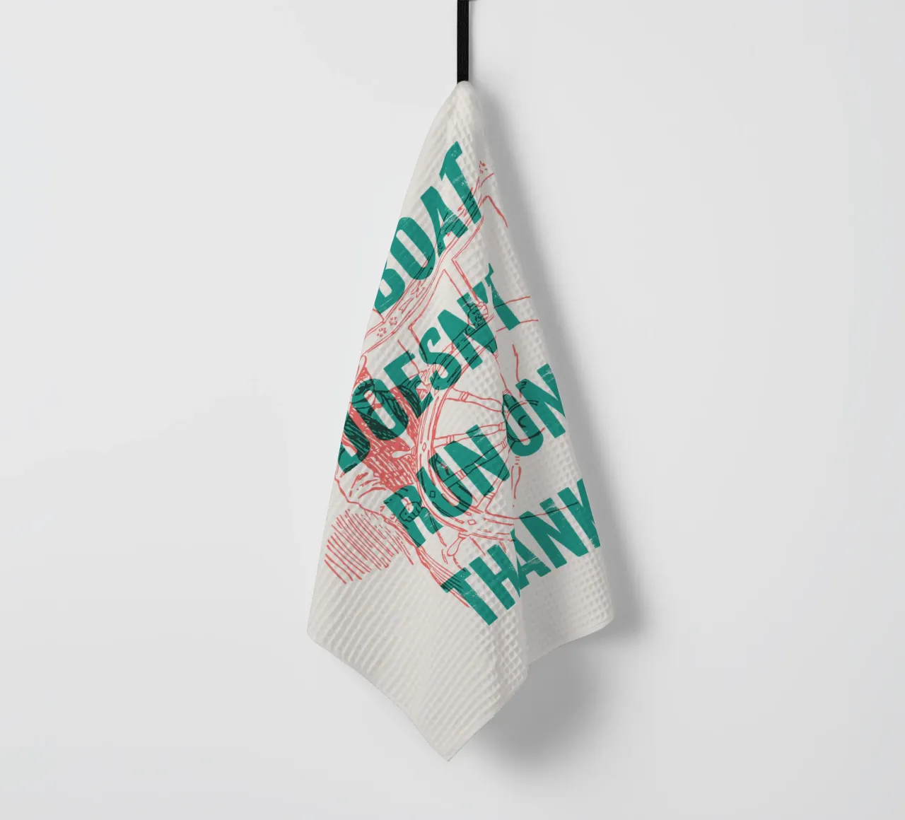 My boat doesn't run on thanks tea towel by Vintagrafica