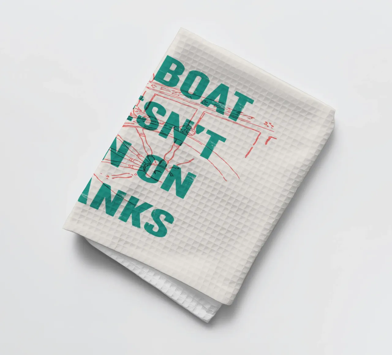My boat doesn't run on thanks tea towel by Vintagrafica
