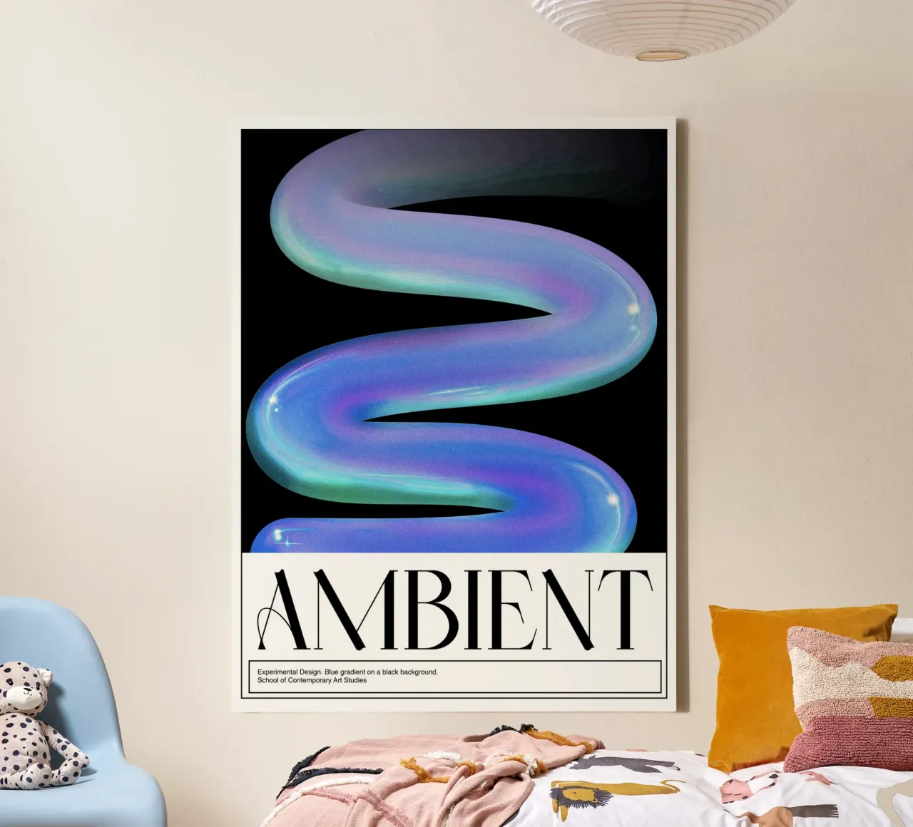 Ambient, 3D, Grafisch ontwerp Retro Poster canvas met Baklijst van Peaches Art Prints
