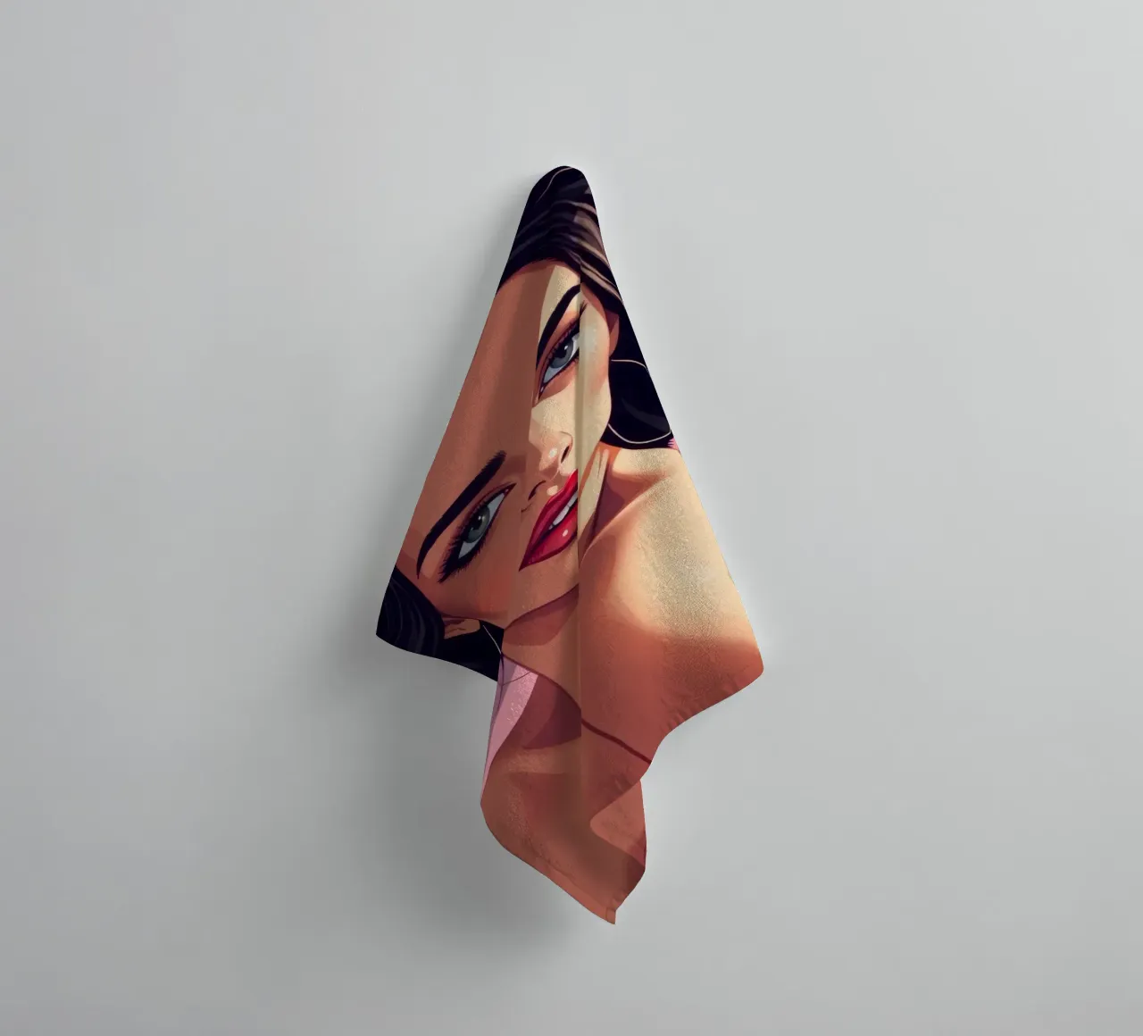 Portrait of a confident woman with striking features towel by DesignDoodle