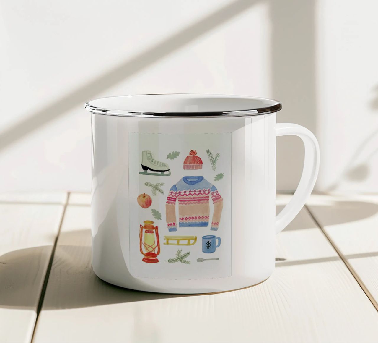 Winter tazza in smalto da Farina Kuklinski