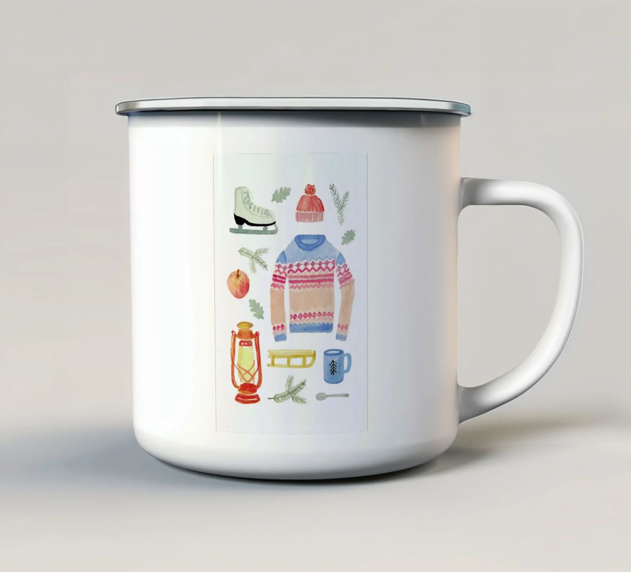 Winter tazza in smalto da Farina Kuklinski
