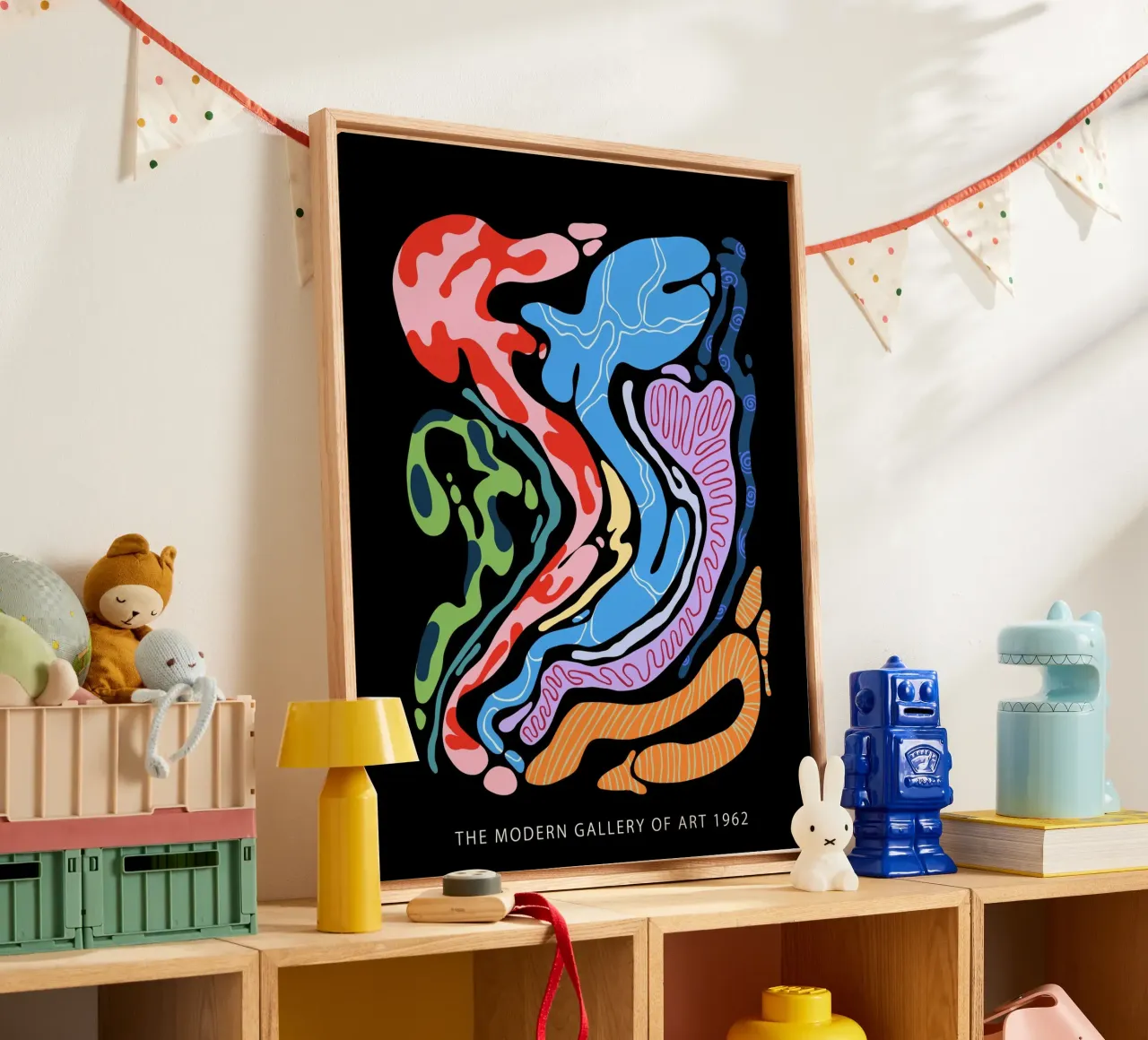 Forme organiche astratte in nero tela con Cornice a cassetta da Peaches Art Prints
