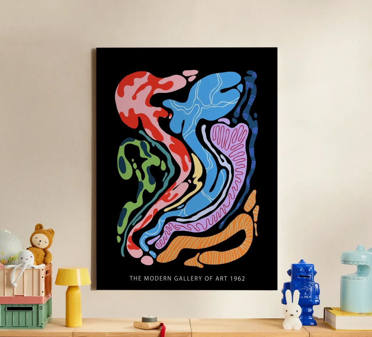 Forme organiche astratte in nero tela con Cornice a cassetta da Peaches Art Prints