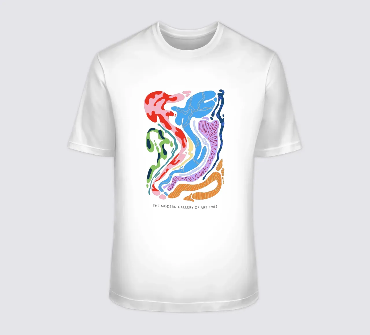 Forme organiche astratte in bianco e a colori t-shirt da Peaches Art Prints
