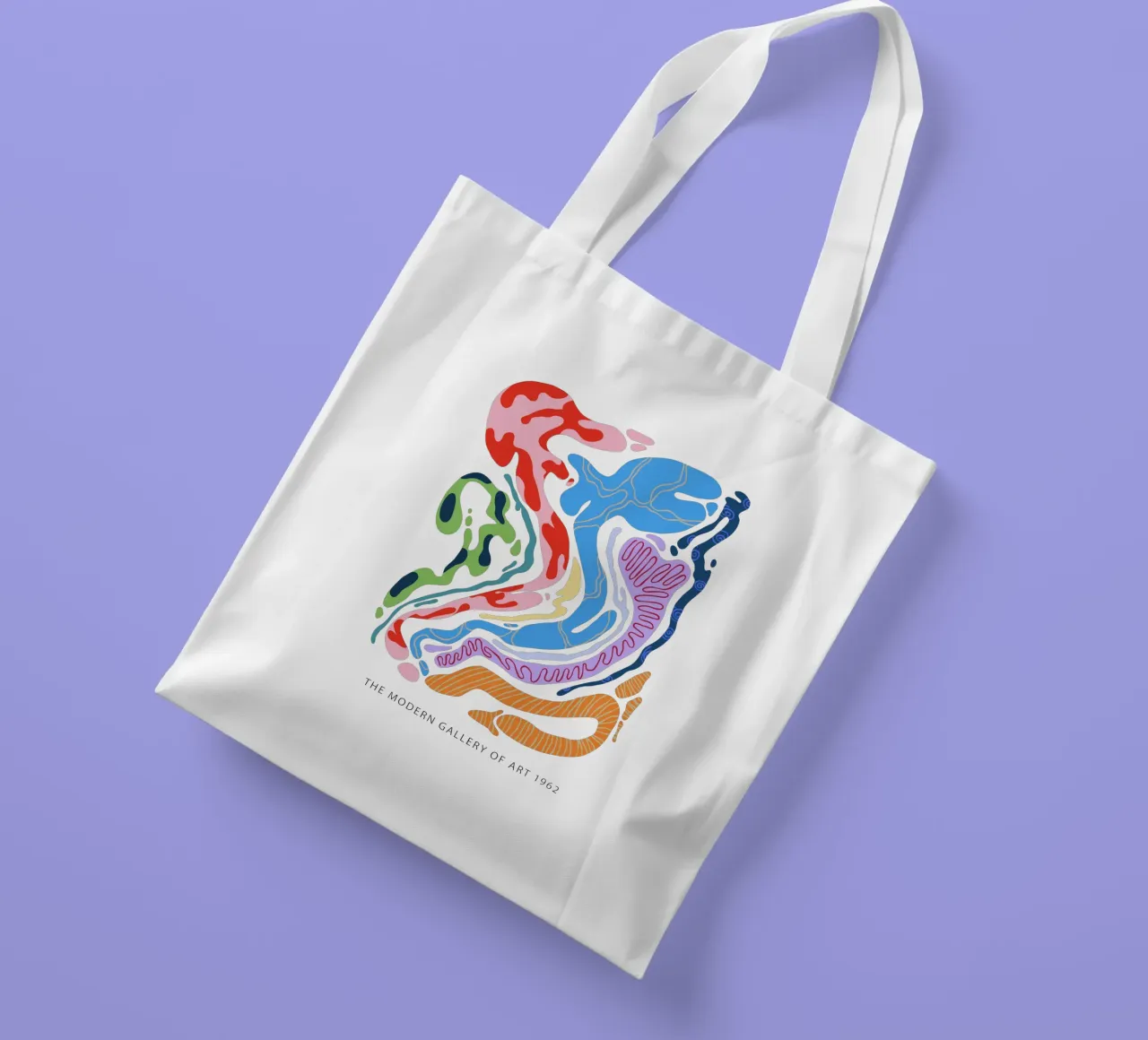Forme organiche astratte in bianco e a colori borsa in juta da Peaches Art Prints