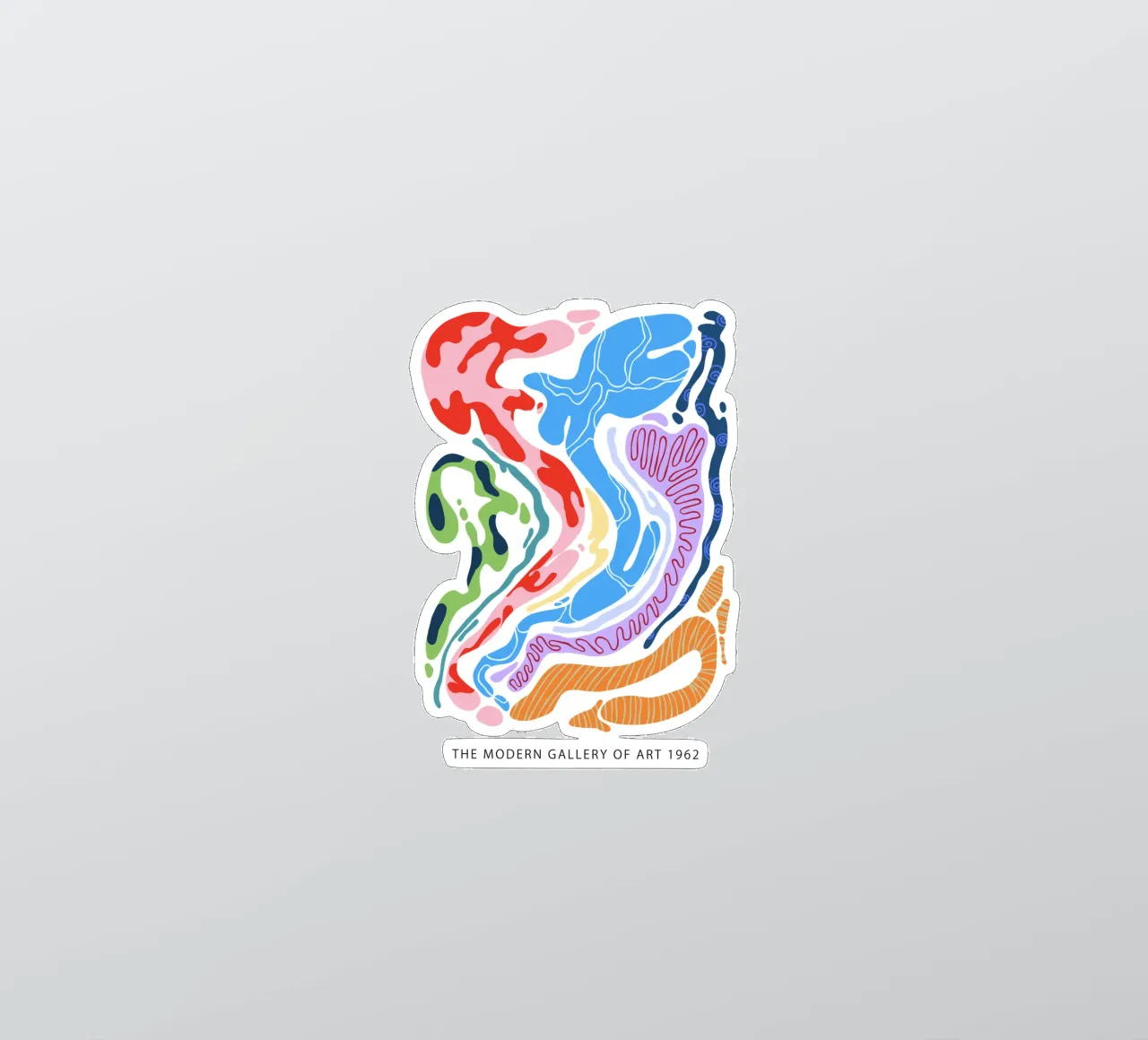 Forme organiche astratte in bianco e a colori adesivo da Peaches Art Prints