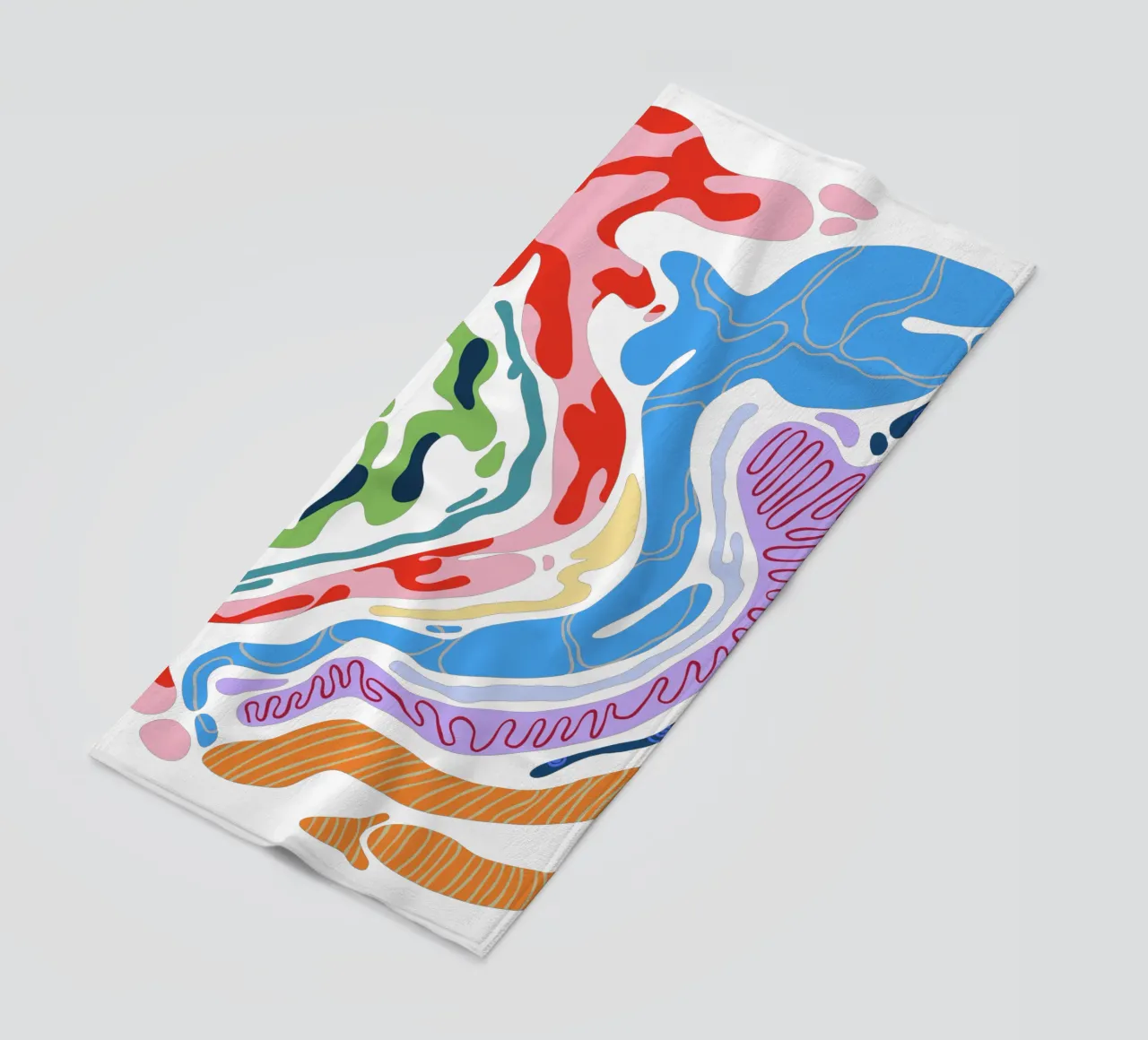 Forme organiche astratte in bianco e a colori telo mare da Peaches Art Prints