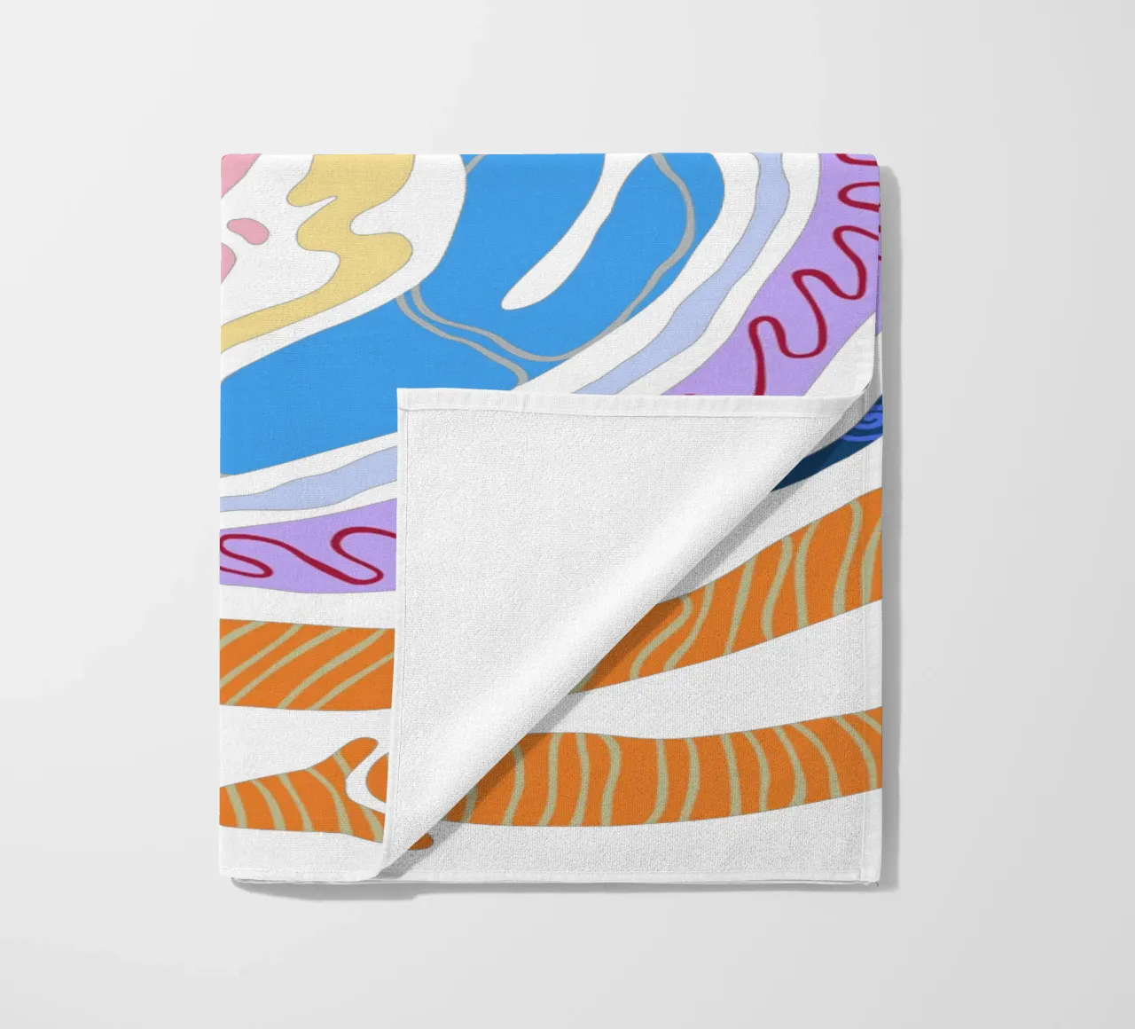 Forme organiche astratte in bianco e a colori telo mare da Peaches Art Prints