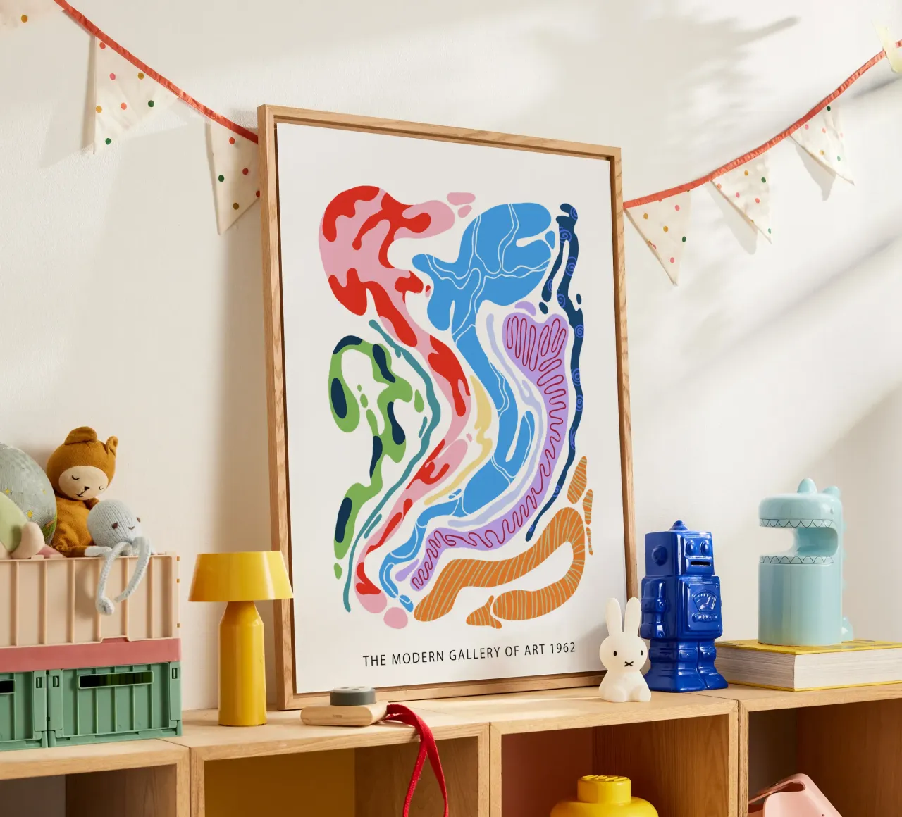 Forme organiche astratte in bianco e a colori plexiglass da Peaches Art Prints