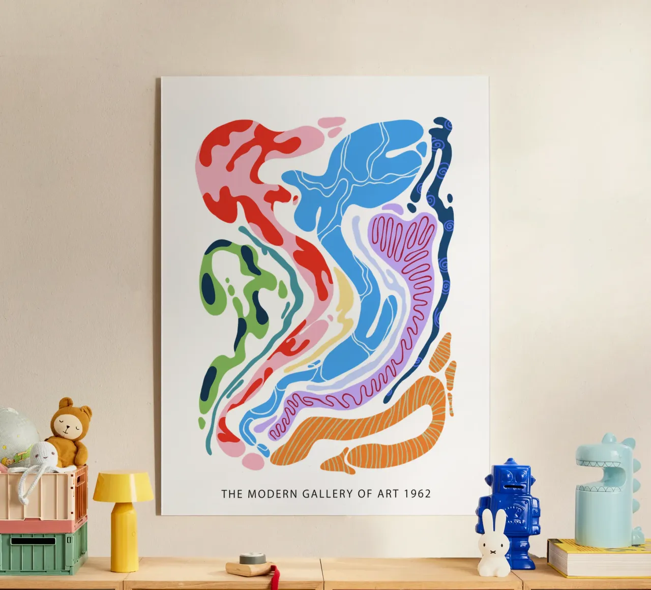 Forme organiche astratte in bianco e a colori plexiglass da Peaches Art Prints