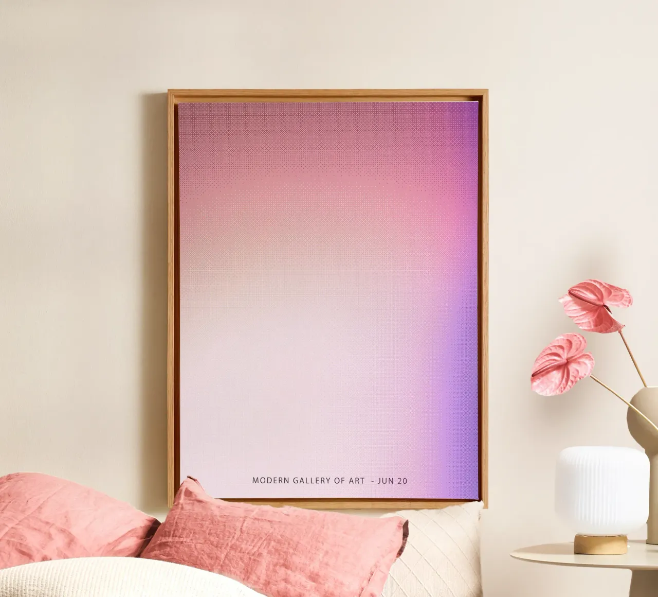 Kleurverloop paars en roze canvas met Baklijst van Peaches Art Prints