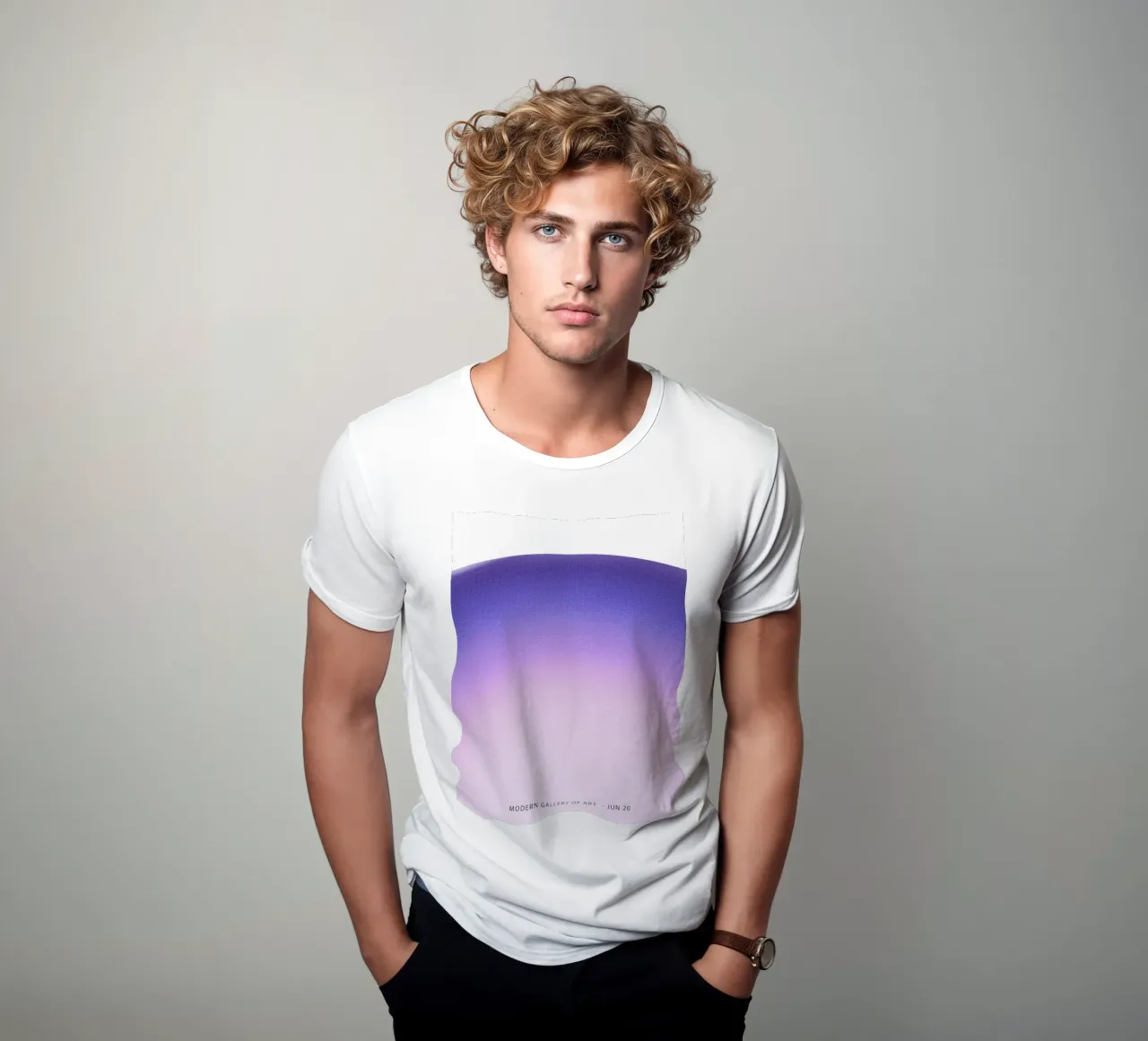 Gradiente viola astratto t-shirt da Peaches Art Prints