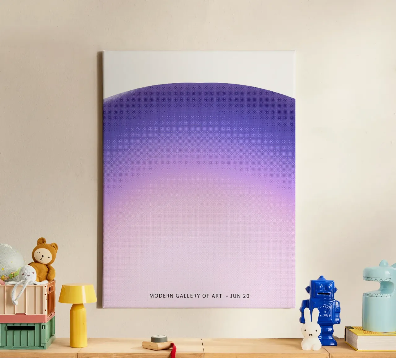 Gradiente viola astratto tela con Cornice a cassetta da Peaches Art Prints