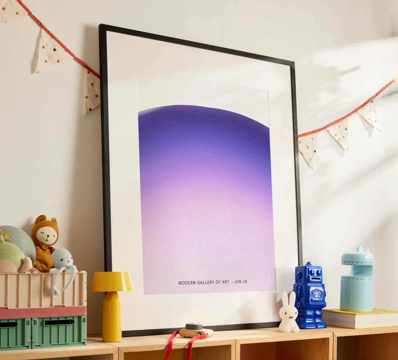 Gradiente viola astratto poster con telaio in plastica da Peaches Art Prints