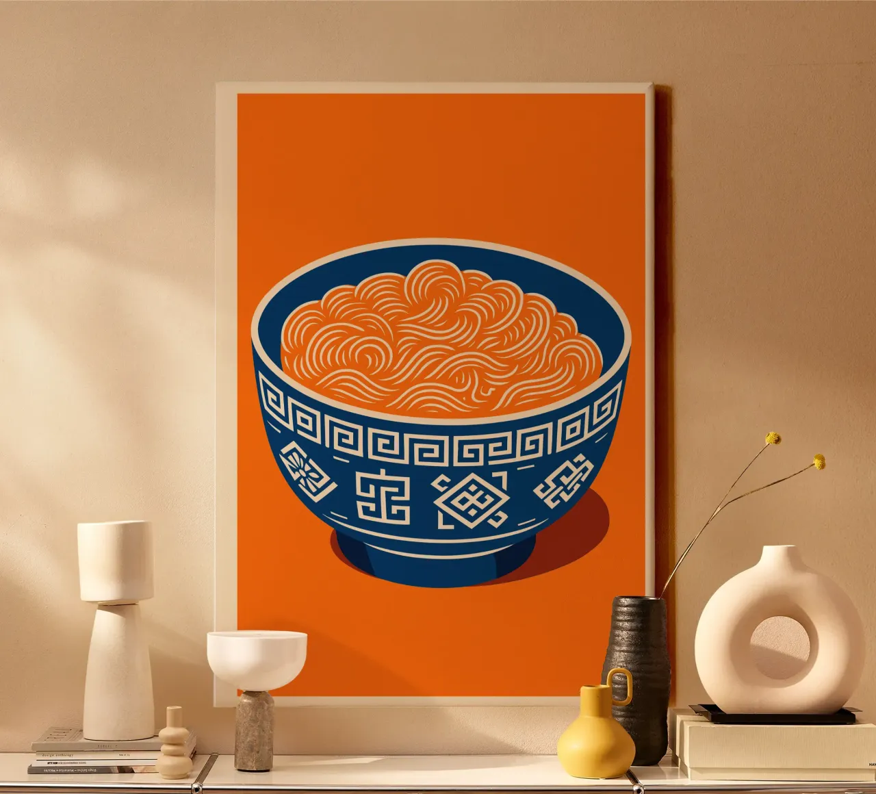Ramen Art - Japanese noodle soup in pop art style canvas with Floater frame by Studio Mooodz