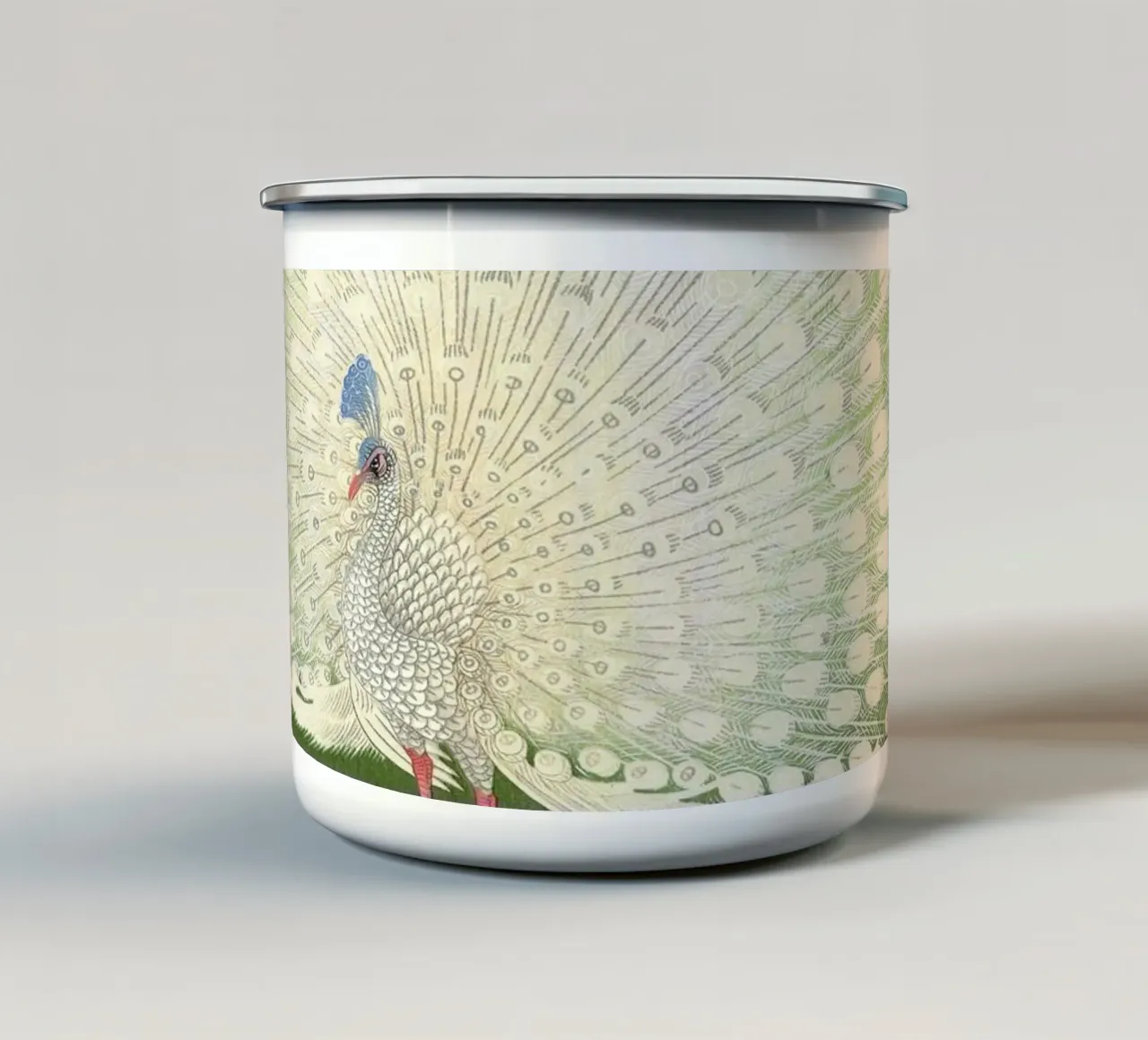 Ohara Koson - Peacock tazza in smalto da apoloprints