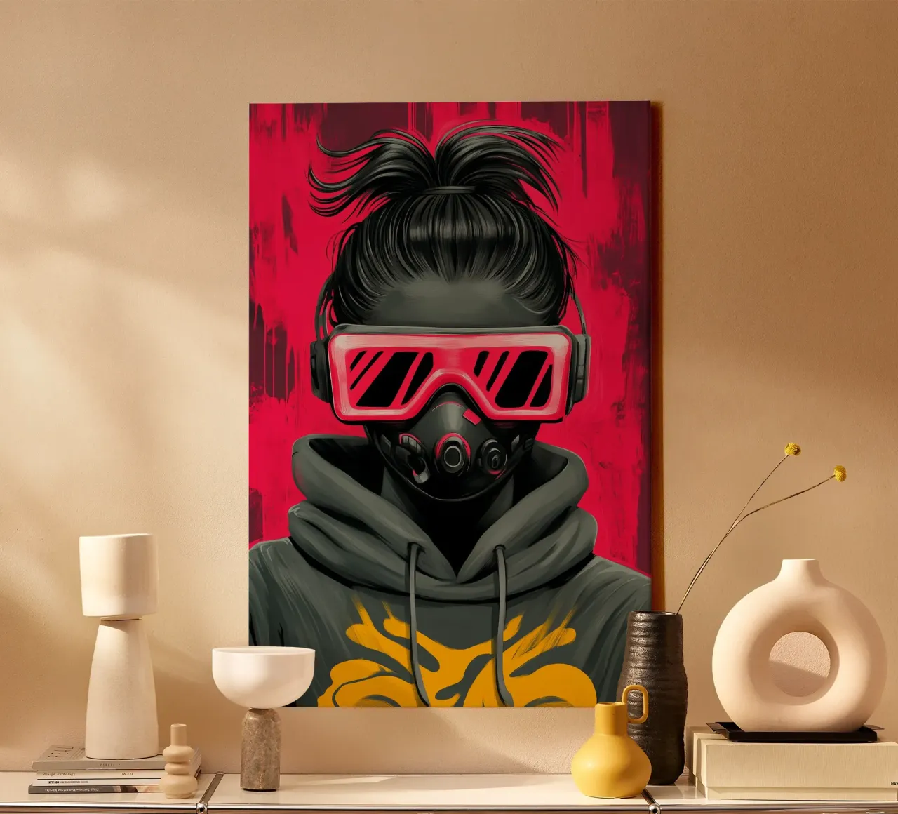 Cyber ribelle in una tempesta di neon tela con Cornice a cassetta da melipo-art